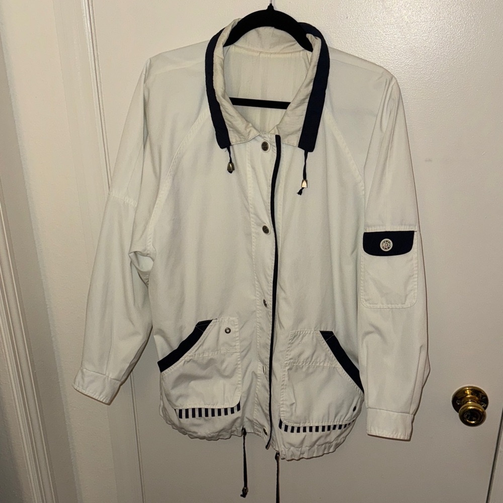 Elegant White and Black Utility Jacket